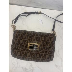 Fendi Brown Zucca Shoulder Bag - Good Condition